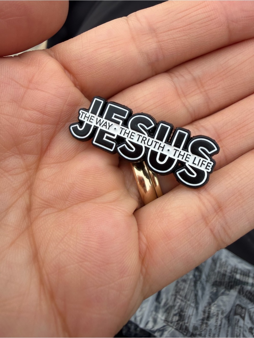 Jesus Enamel Pin - Black and White Faith Badge